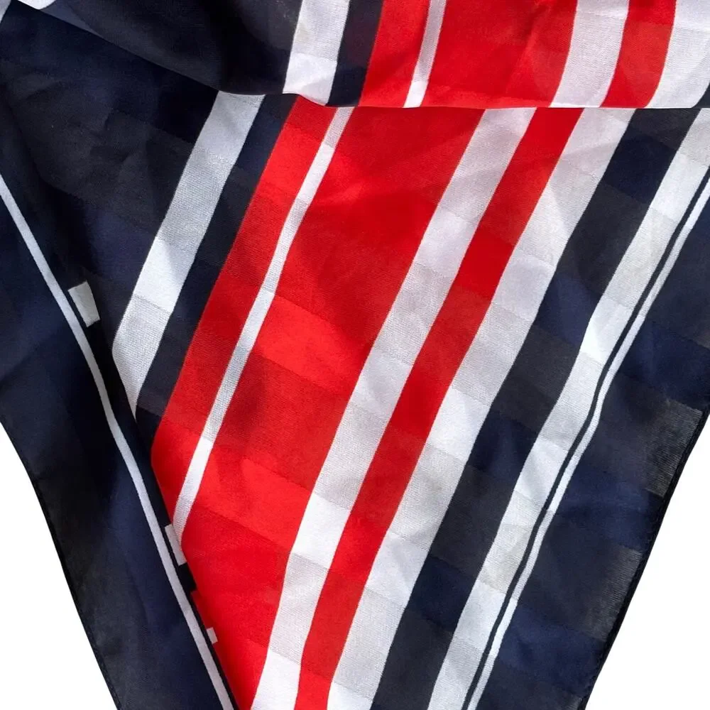 Vintage red white & blue scarf silky burnout stripe mod 30